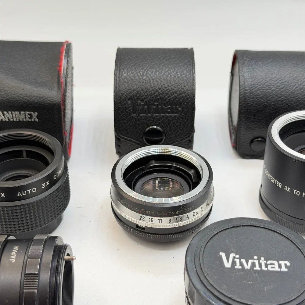 Vintage M42 Teleconverter Lot Vivitar Soligor Hanimex Saitex Vemar Pentax 6pc